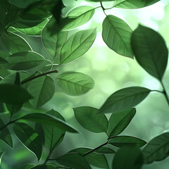 detailed close - up of green foliage on bright background