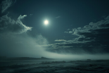 Ethereal wisps of fog dancing in the moonlight,