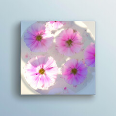 Pink Floral Whispers: Top-View Quality Snapshot of Flowers on Light Pink Background