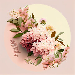 Light Pink Floral Dream: Quality Top-View Image of Flowers on Pastel Background