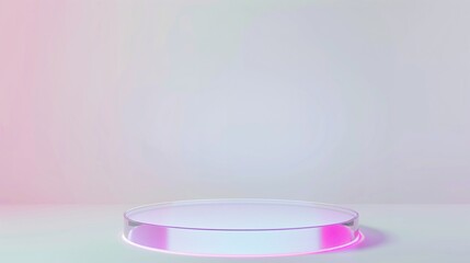 Product showcase. A minimalistic podium with soft pastel gradients, ideal for displaying products against a subtle, abstract background.