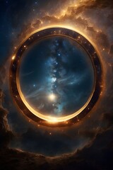 gold circle in space 