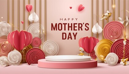 Mother's Day Elegance: Modern Floral Accents in 3D Vector