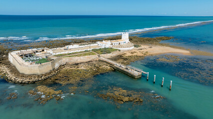 vista aérea del castillo de Sancti Petri en el termino municipal de San Fernando, Cádiz