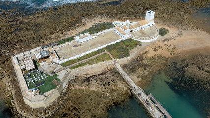 vista aérea del castillo de Sancti Petri en el termino municipal de San Fernando, Cádiz