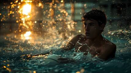 Obraz premium Surreal Sporting Moment: Water Polo Athlete's Tenacity