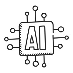 Generative artificial intelligence related icon vector isolated. Doodle illustration, concept of modern technology. AI innovation.