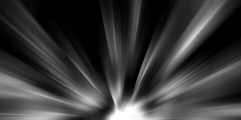 Bright white rays of light and sun, spotlights, lighting on a black background