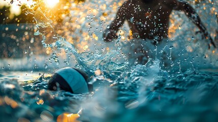 Striking Sports Photography: Water Polo in Action - obrazy, fototapety, plakaty