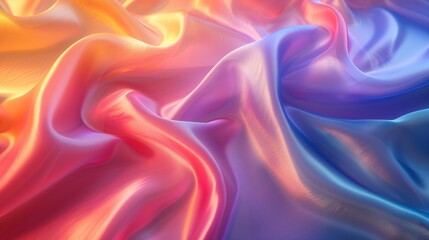 Fototapeta premium Fluid Satin Dreamscape: Cascading Colors from Dusk to Deep Sea