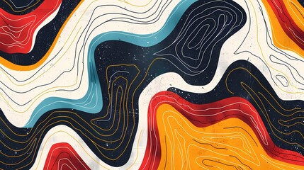Retro colorful lick shiny abstract shapes pattern illustration poster background