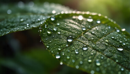 water drops on a leaf