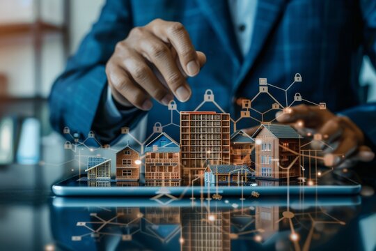 businessman reviewing real estate market trends