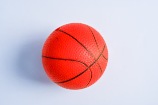 Miniature basketball on a white background