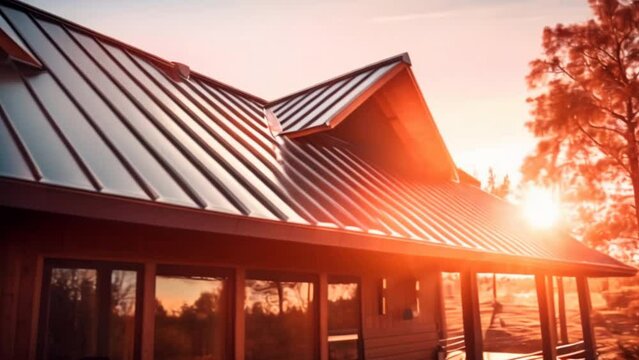 Metal roof installed in a modern house. 