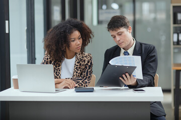 Lawyer or judge consult, Two female lawyers discussing about contract and agreement concept.