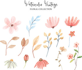 Watercolor Spring Floral Vector Collection