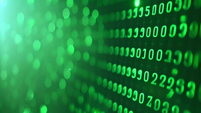 Abstract digital background, Futuristic technology concept, Black screen with program performs functions, binary code