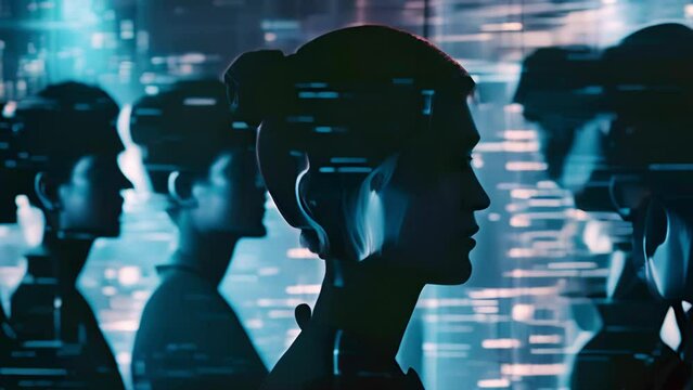 Digital Transformation of Human Face Into Deep Fake Representation. Profile of persons face transitions into virtual deep fake counterpart