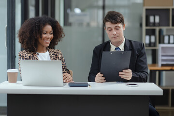 Lawyer or judge consult, Two female lawyers discussing about contract and agreement concept.