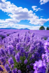Lavender field under a blue sky