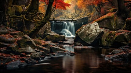 Enchanting Autumn Waterfall Landscape