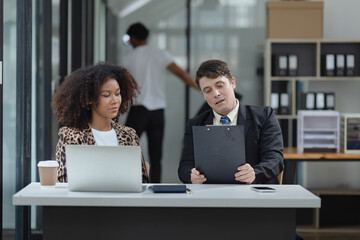 Lawyer or judge consult, Two female lawyers discussing about contract and agreement concept.