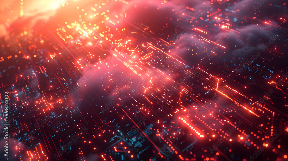 Poster gateway to cyber utopia: modern cyberspace background