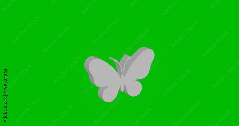 Poster animation of rotation of a white butterfly symbol with shadow. simple and complex rotation. seamless