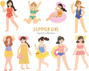 Summer Girl Character People Vector Collection