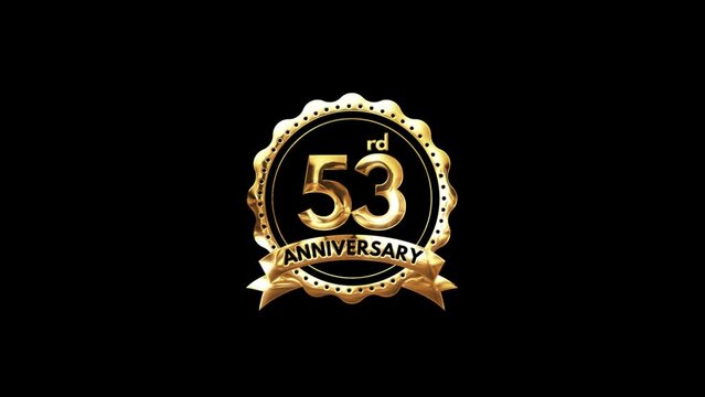 53rd Anniversary luxury Gold Animation. Greeting for the 53rd Anniversary. Luxurious Animation Celebrating 53 Years of Excellence