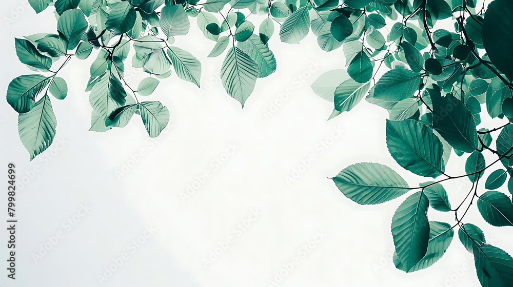 Poster minimalist composition of tree leaves with copy space for text