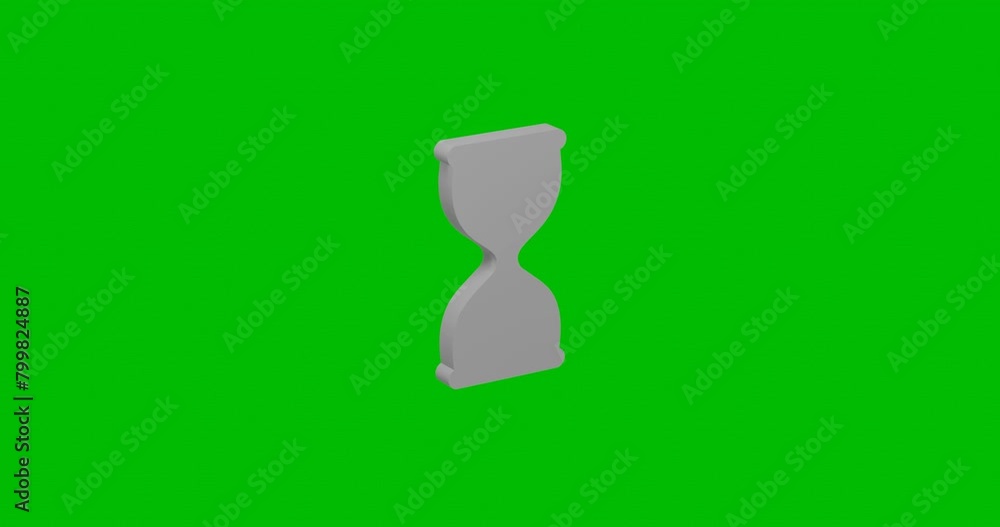 Poster animation of rotation of a white hourglass symbol with shadow. simple and complex rotation. seamless