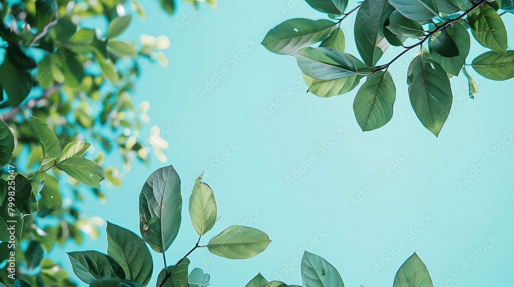 Poster minimalist composition of tree leaves with copy space for text