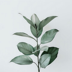 minimalist concept of green leaves in a vase on a isolated background