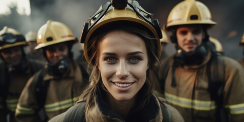 Smiling firefighter in protective gear
