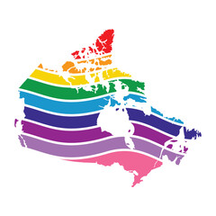 canada swoosh silhouette rainbow map