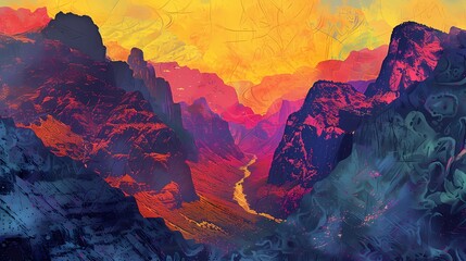 Obraz premium colorful valley abstract art poster background