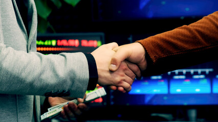 US Dollar and Digital money Bitcoin coin Put together. Concept of digital money is becoming a competitor in major currencies such as the dollar.