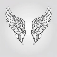 Obraz premium An outline illustration of angel wings, meticulously hand-drawn to capture their ethereal beauty and grace 