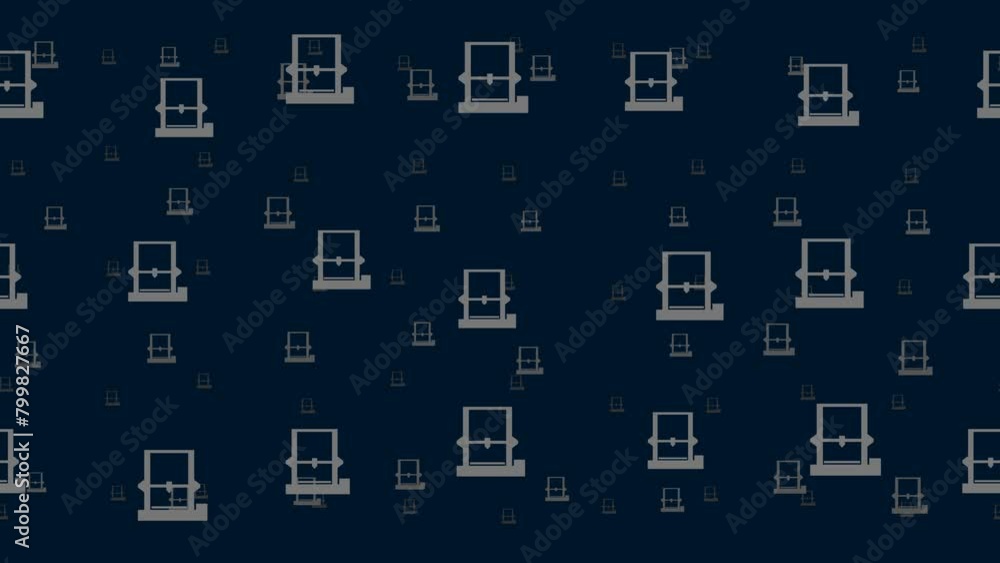 Poster 3d printer symbols float horizontally from left to right. parallax fly effect. floating symbols are 