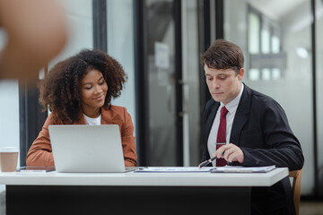 Lawyer or judge consult, Two female lawyers discussing about contract and agreement concept.