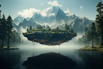Floating island in the clouds