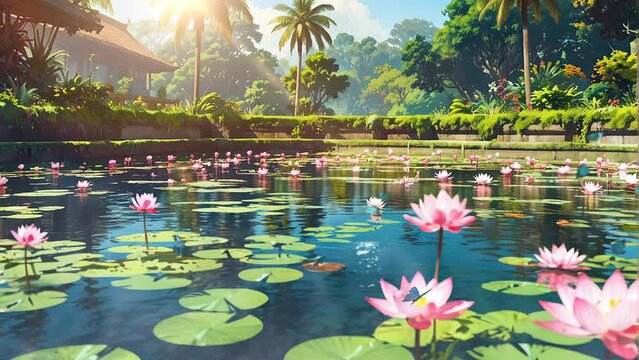 lilies in the pond water liliy