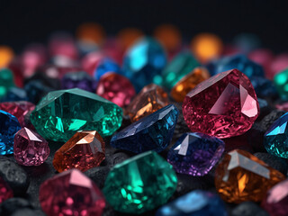 Luminous Luster, Colorful Crystals on Dark Background