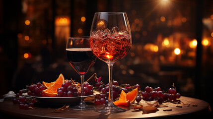 A glass of wine sits elegantly against a blurred backdrop, highlighting the rich color and texture. Each sip of the glass of wine offers a story. Enjoy the allure of a glass of wine.