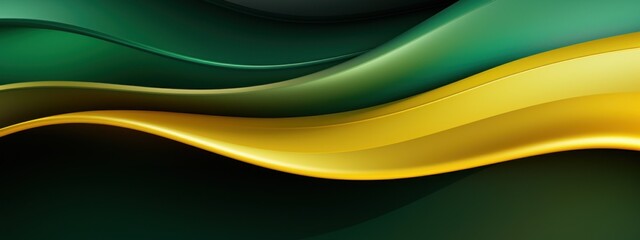 Vibrant abstract waves of green and yellow - obrazy, fototapety, plakaty