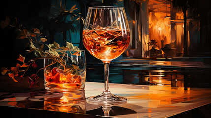 Experience the sophistication captured in a glass of wine, beautifully presented and inviting. The glass of wine glistens with promise, a perfect complement to any occasion. 