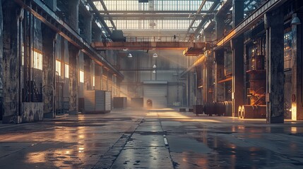 Metal factory interior. Modern industrial company. copy space for text. - Powered by Adobe