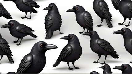 Naklejka premium black raven on a branch vulture isolated on white crow on a branch